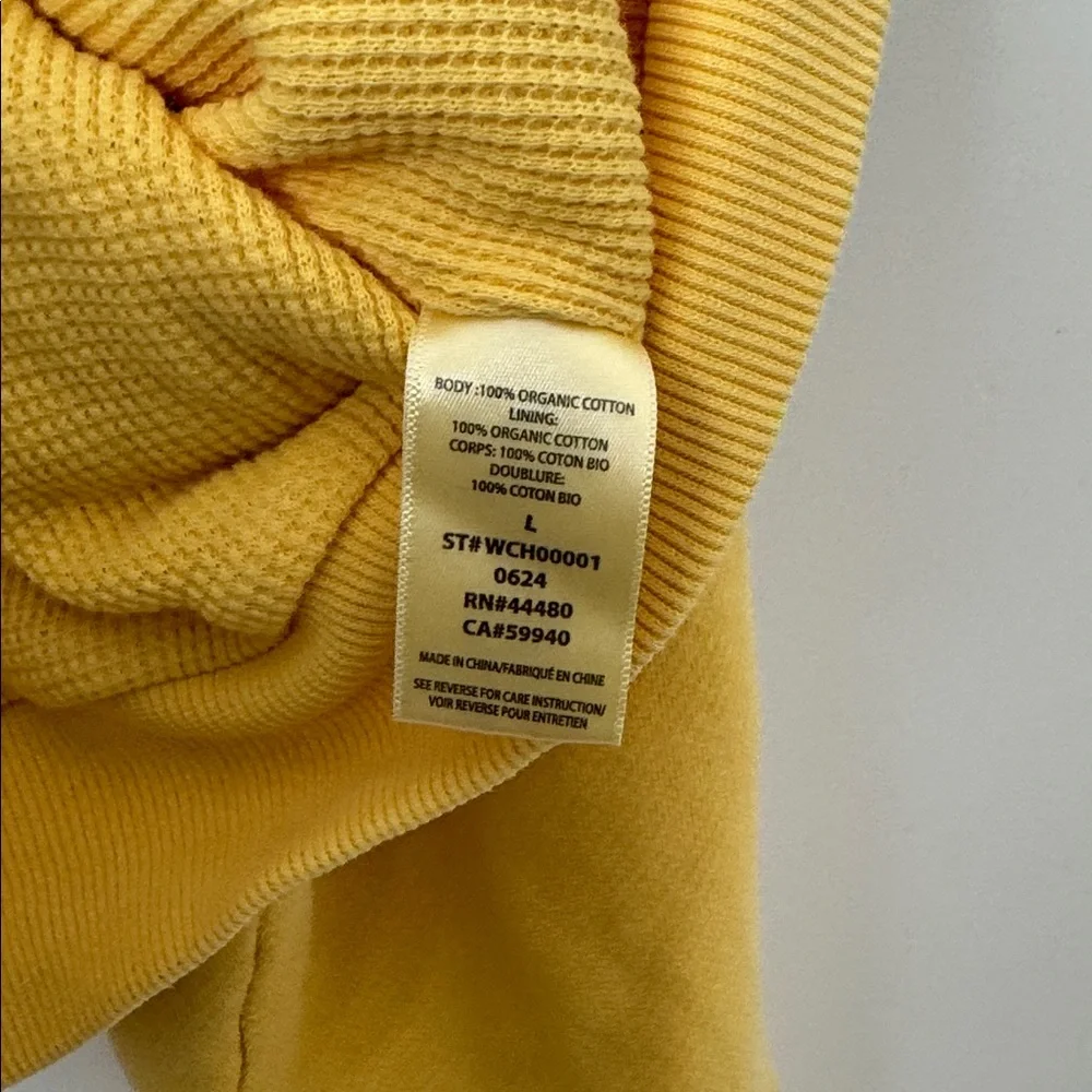 Elwood Cropped Yellow Thick Waffle Knit Lined Hoodie Size: L - Picture 6 of 7